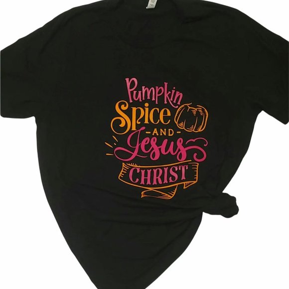Pumpkin Spice & Jesus Christ Tshirt| Christian Tee| Fall Tshirt| Screened Tees| - Picture 3 of 4